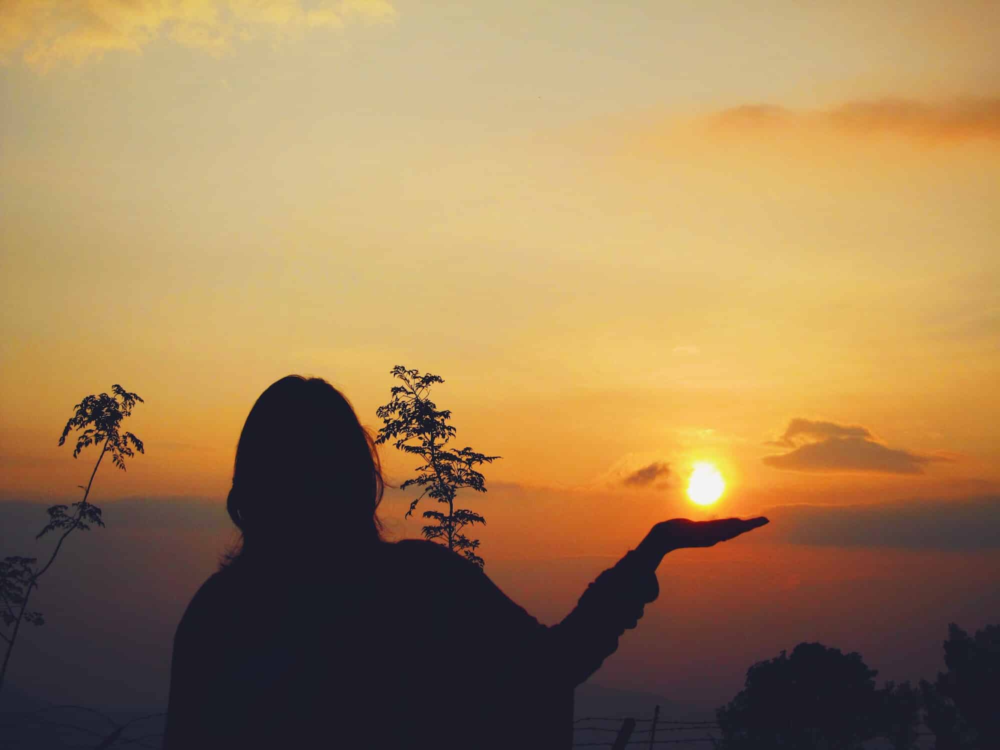 Blissful morning golden hours and happy mind and soul